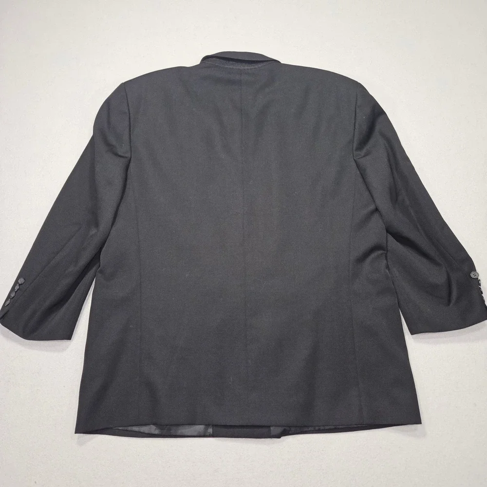VTG Enrico Cipriani Double Breasted Wool Blazer Jacket Black Sz 44